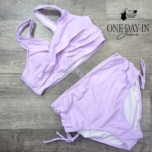 Aleumdr Twist Front High Waist Bikini Swimsuit Size S